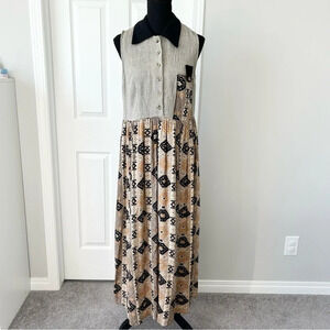 Vintage Randy Pantel Patchwork Breezy Flowy Sleeveless Midi Dress Made in Canada